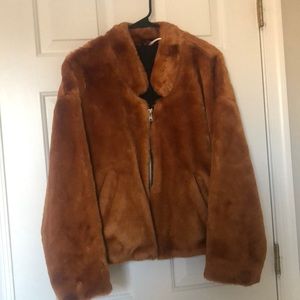 Free People Fur Bomber Jacket